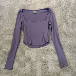 Urban Outfitters Purple Ribbed Long Sleeve Top